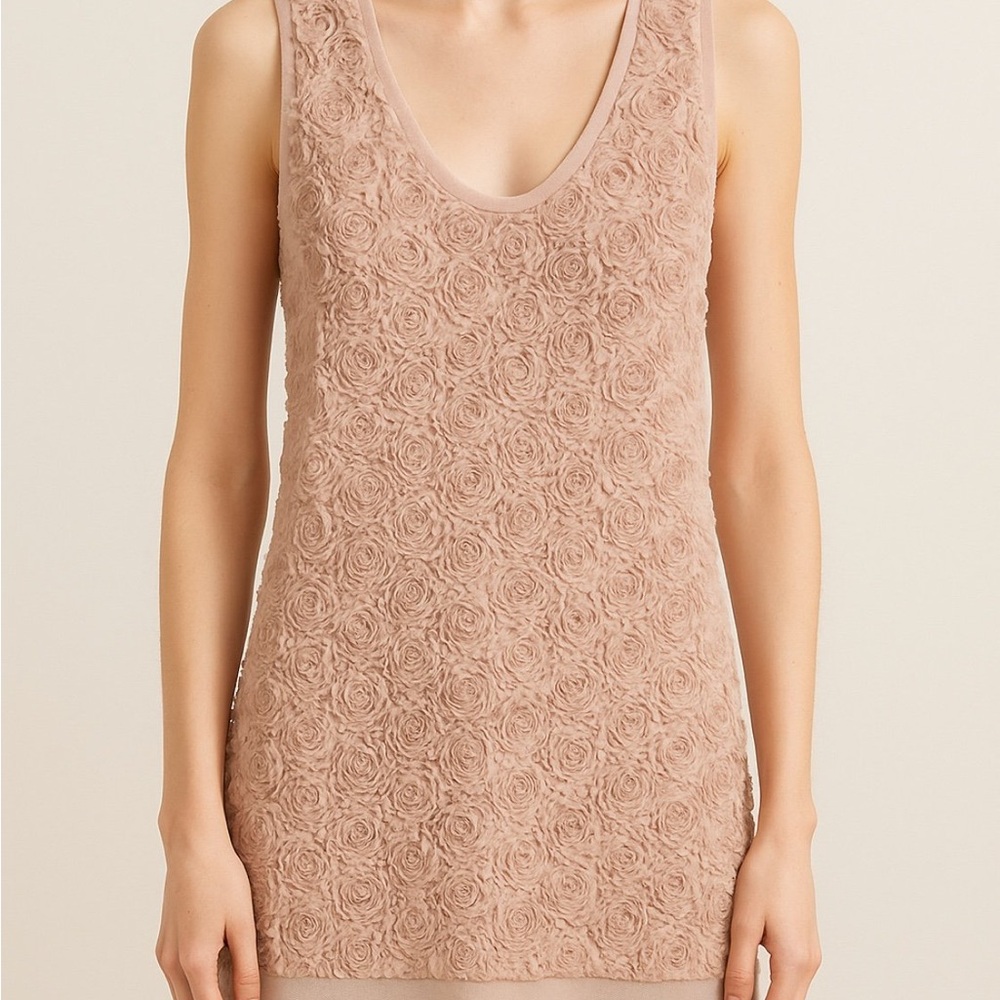Elegant Rose Patterned Tan Blouse